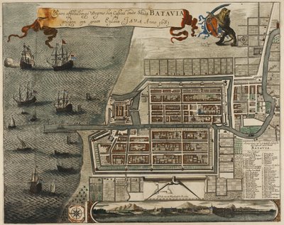 Mappa del Castello e della Città di Batavia, sull